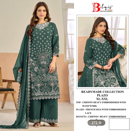 B 272 Bilqis Chiffon Pakistani Readymade Suits Manufacturer India