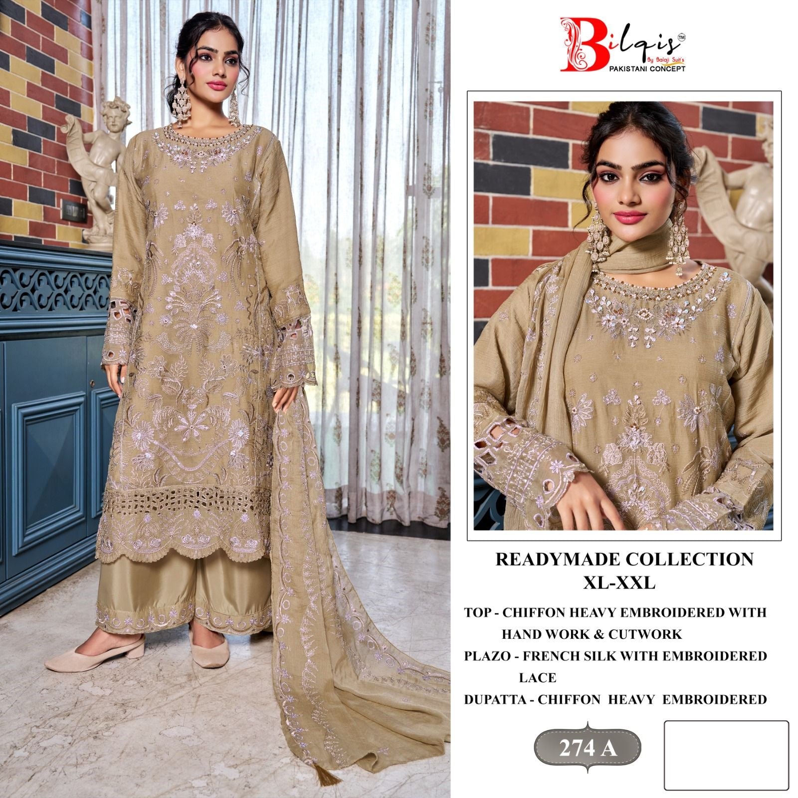 B 274 A To D Bilqis Chiffon Pakistani Readymade Suits Wholesale Price