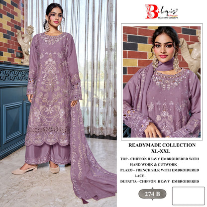 B 274 A To D Bilqis Chiffon Pakistani Readymade Suits Wholesale Price