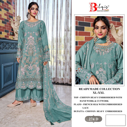 B 274 A To D Bilqis Chiffon Pakistani Readymade Suits Wholesale Price