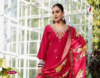 B 2763 Af Modal Silk Readymade Pant Style Suits Wholesaler
