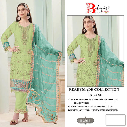 B 276 A To D Bilqis Chiffon Pakistani Readymade Suits Manufacturer India
