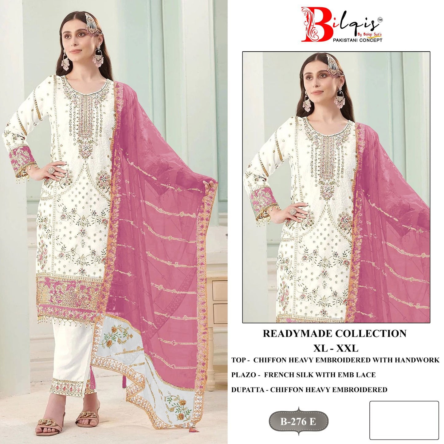 B 276 E To H Bilqis Chiffon Pakistani Readymade Suits Wholesaler Gujarat
