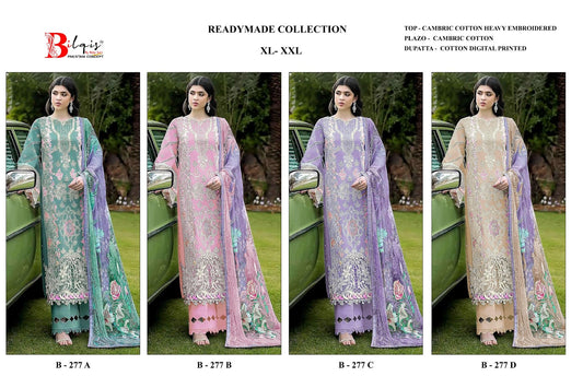 B 277 Bilqis Cambric Cotton Pakistani Readymade Suits Wholesaler