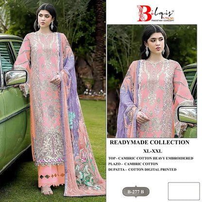 B 277 Bilqis Cambric Cotton Pakistani Readymade Suits Wholesaler