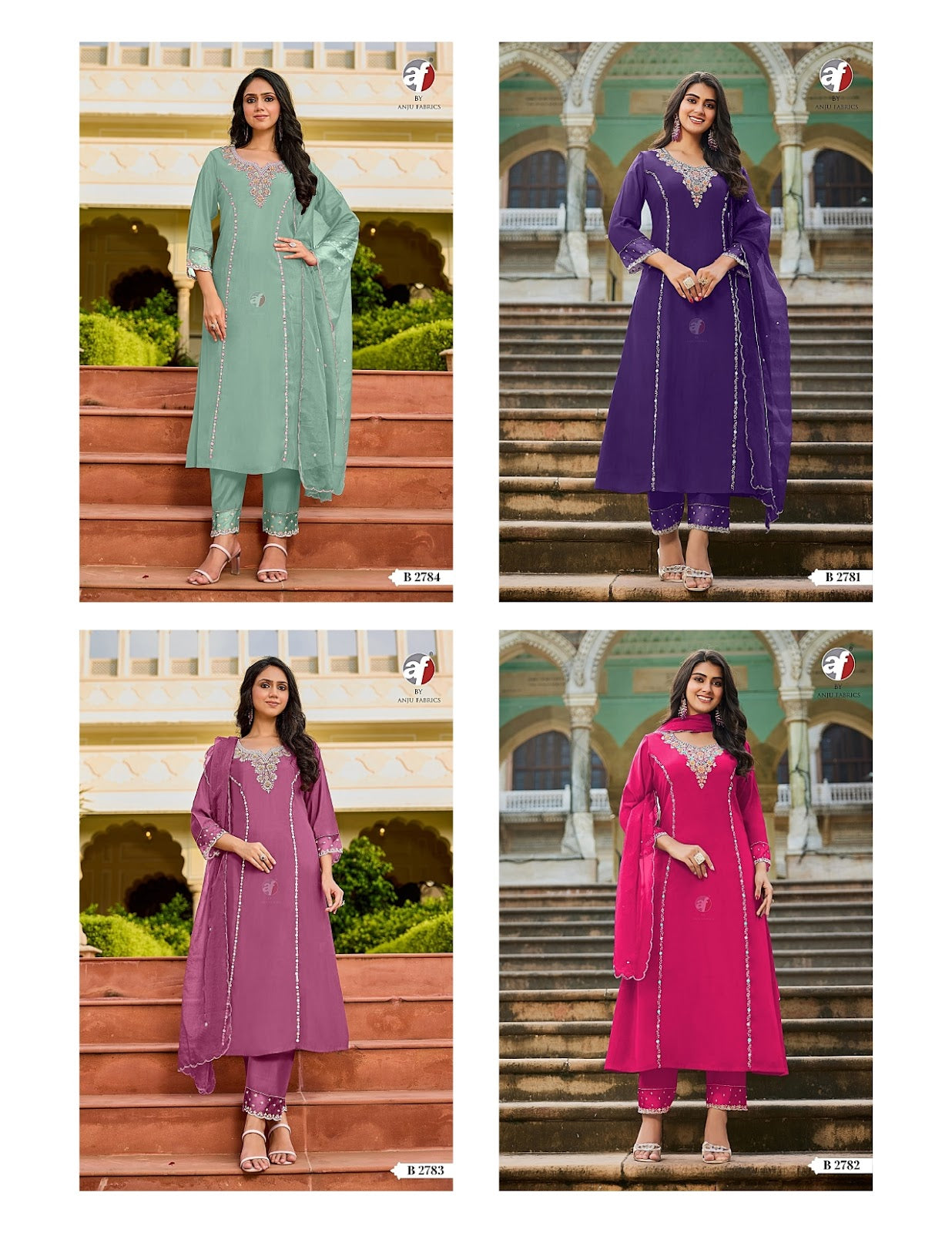 B 2781-2784 Af Modal Silk Readymade Anarkali Suits Wholesale Price