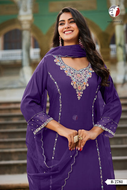 B 2781-2784 Af Modal Silk Readymade Anarkali Suits Wholesale Price