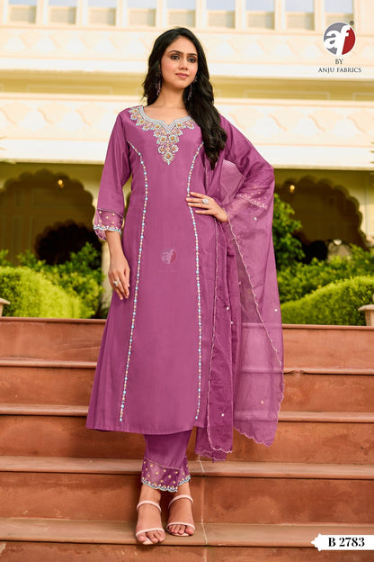 B 2781-2784 Af Modal Silk Readymade Anarkali Suits Wholesale Price