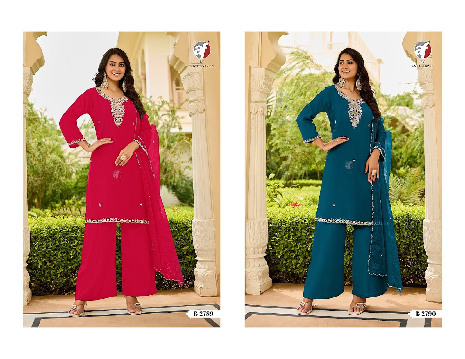 B 2789-2790 Af Modal Silk Readymade Plazzo Style Suits Manufacturer Gujarat