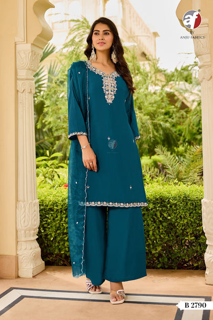 B 2789-2790 Af Modal Silk Readymade Plazzo Style Suits Manufacturer Gujarat