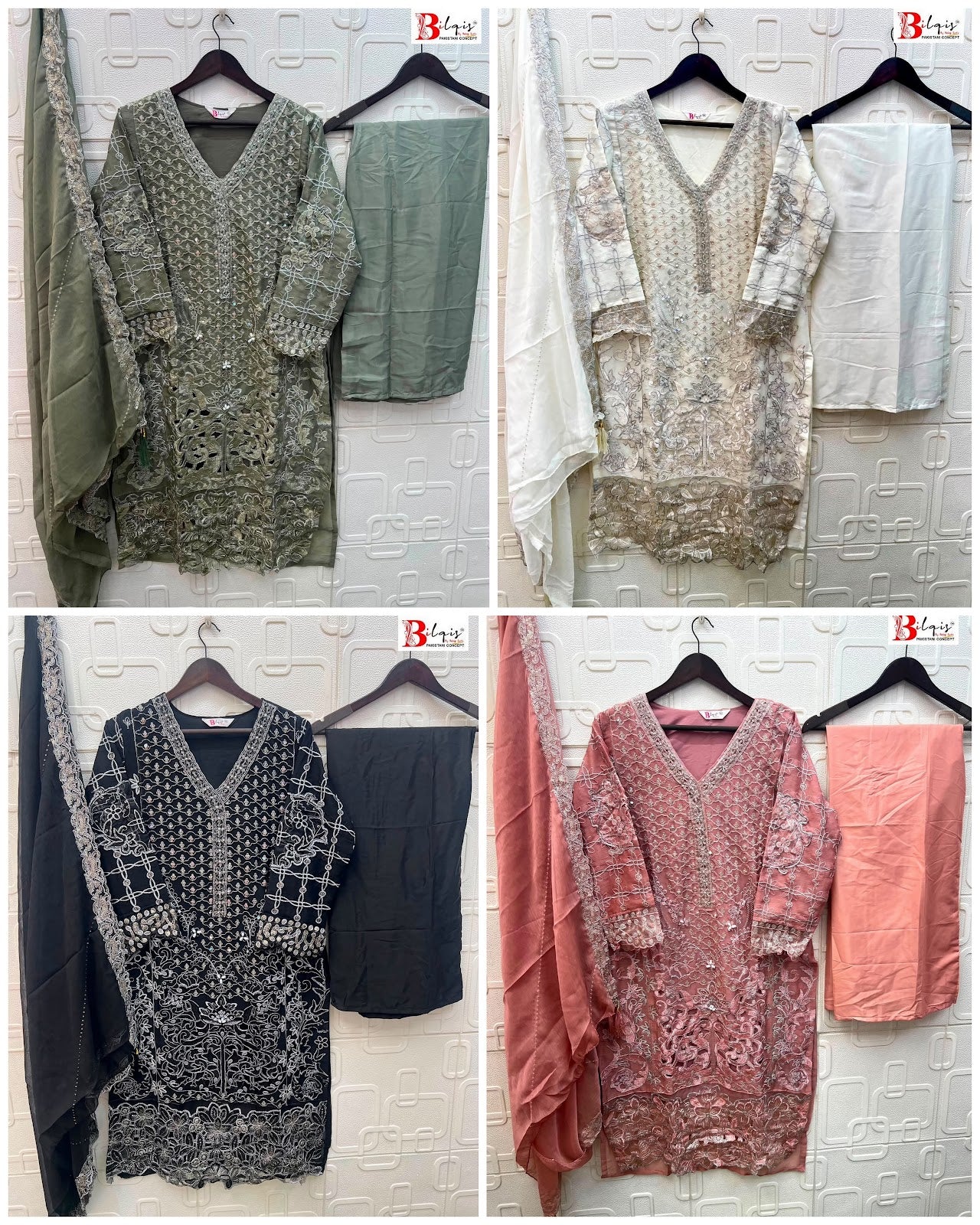 B 285 A To D Bilqis Chiffon Pakistani Readymade Suits Supplier India