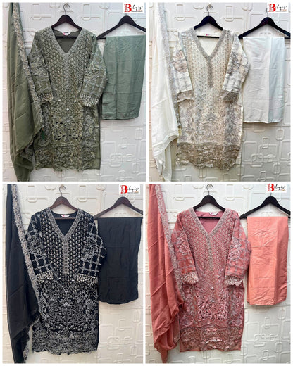 B 285 A To D Bilqis Chiffon Pakistani Readymade Suits Supplier India