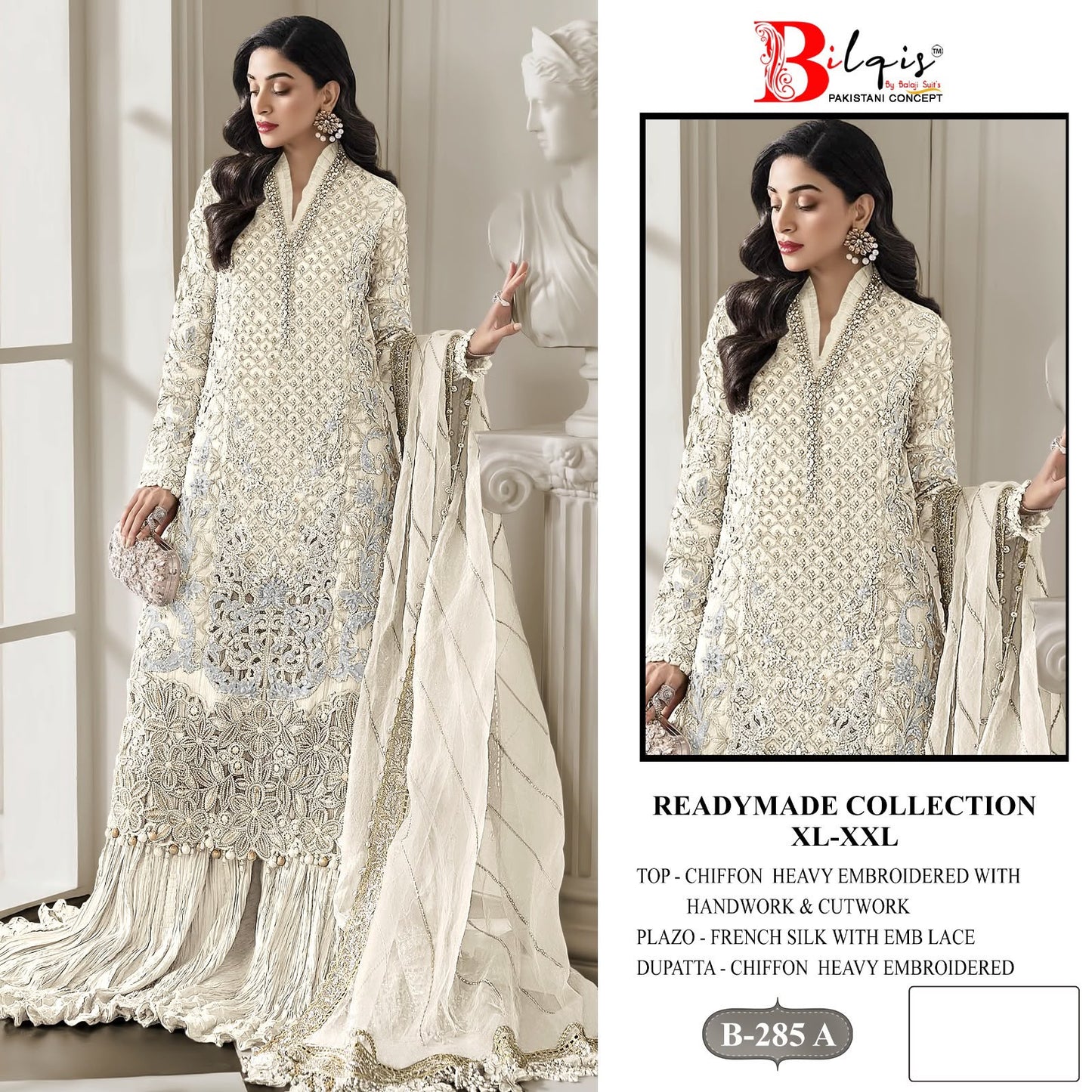 B 285 A To D Bilqis Chiffon Pakistani Readymade Suits Supplier India