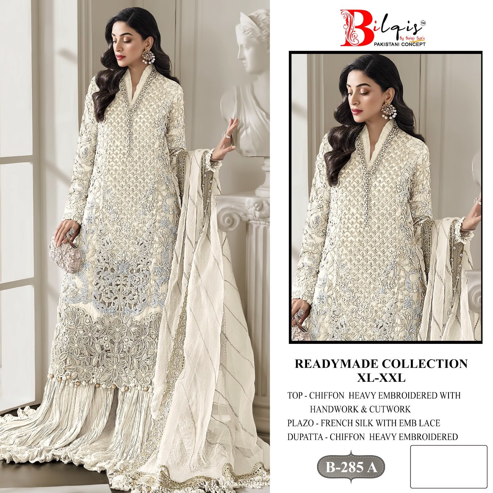 B 285 A To D Bilqis Chiffon Pakistani Readymade Suits Supplier India