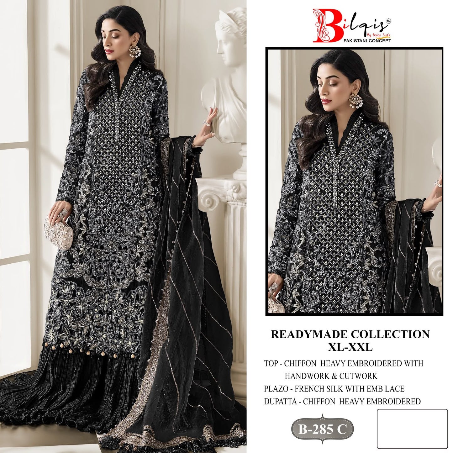 B 285 A To D Bilqis Chiffon Pakistani Readymade Suits Supplier India