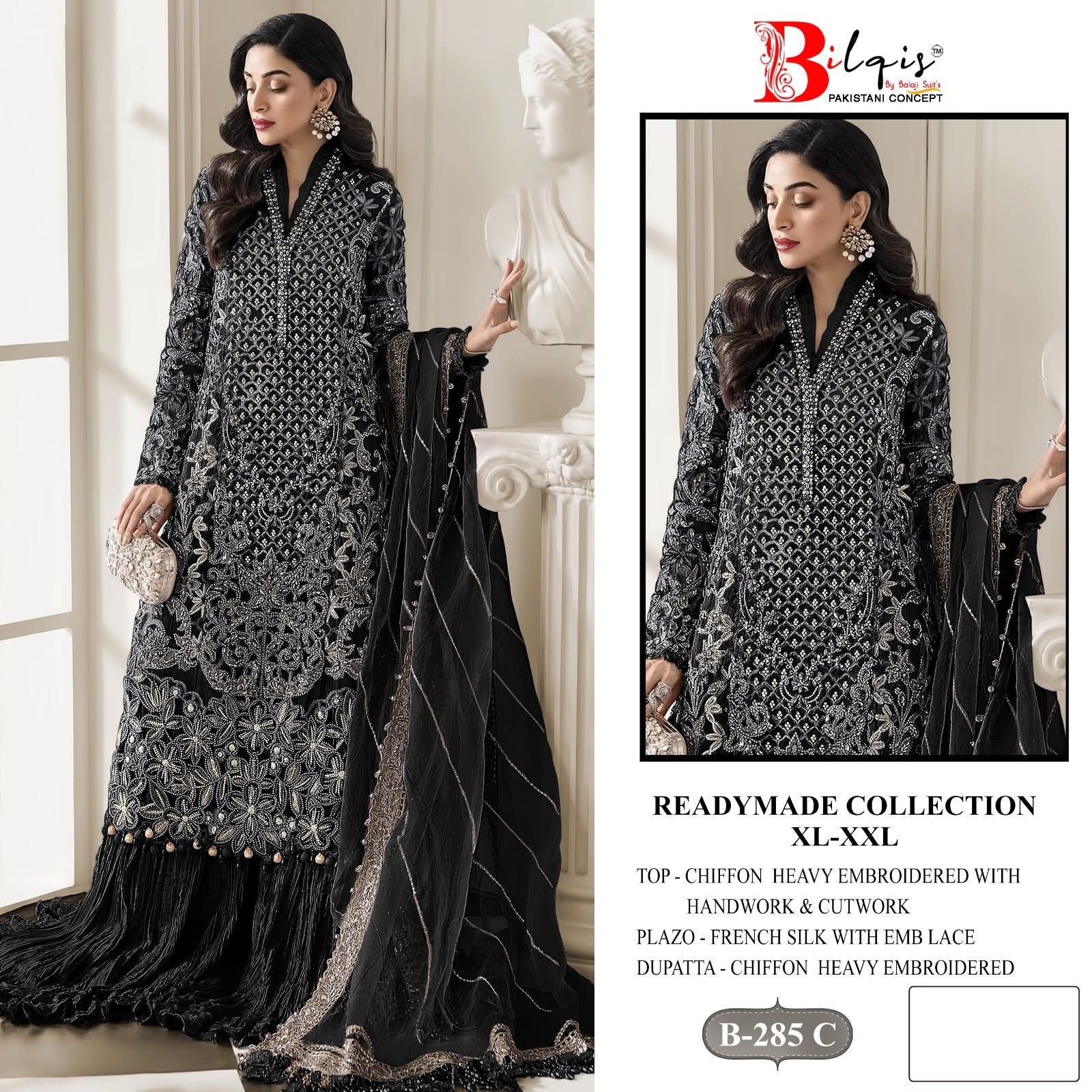 B 285 A To D Bilqis Chiffon Pakistani Readymade Suits Supplier India