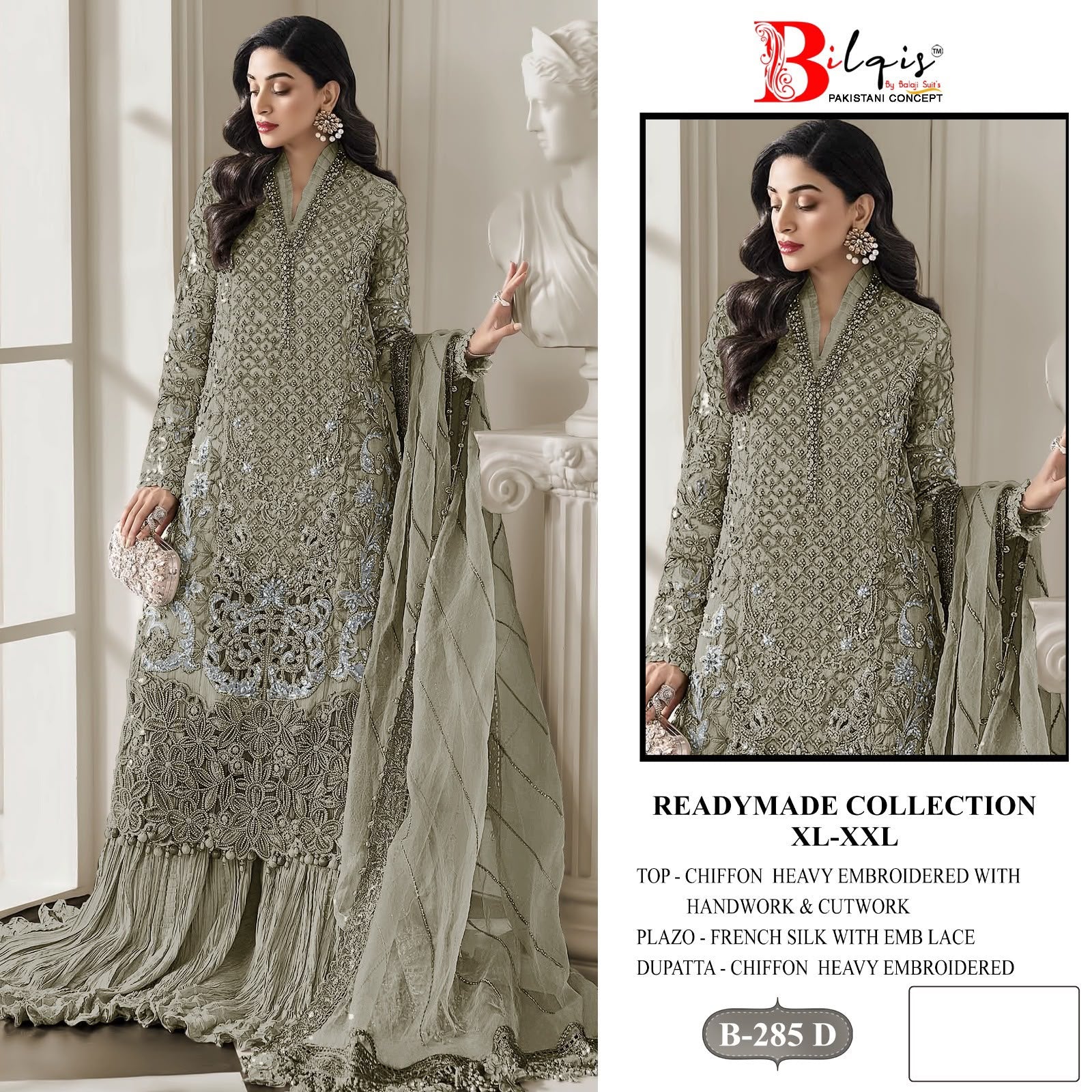 B 285 A To D Bilqis Chiffon Pakistani Readymade Suits Supplier India
