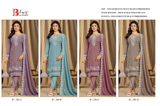B 286 A To D Bilqis Fox Georgette Pakistani Salwar Suits Manufacturer India