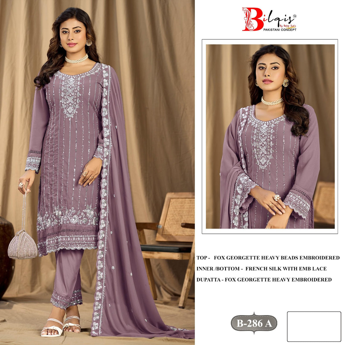 B 286 A To D Bilqis Fox Georgette Pakistani Salwar Suits Manufacturer India
