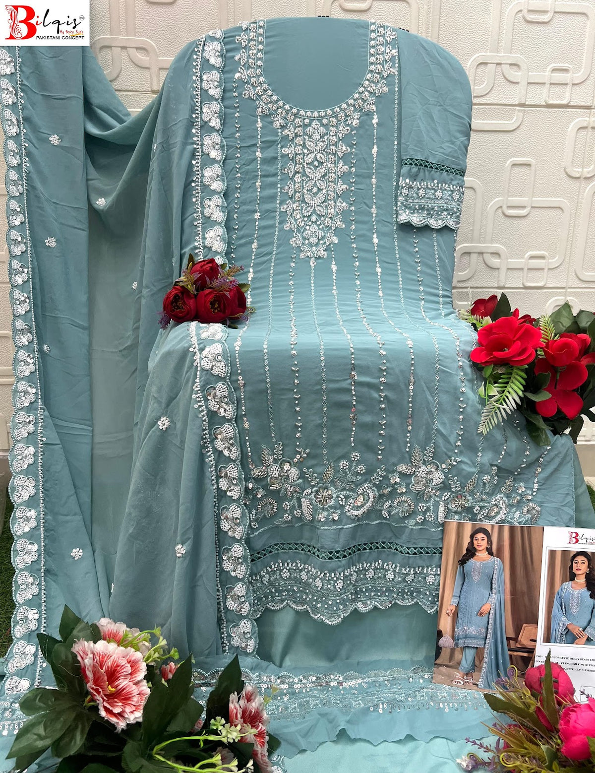 B 286 A To D Bilqis Fox Georgette Pakistani Salwar Suits Manufacturer India