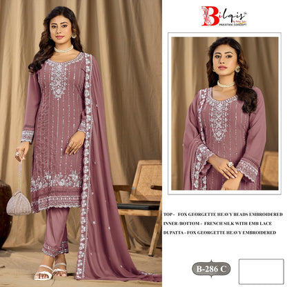 B 286 A To D Bilqis Fox Georgette Pakistani Salwar Suits Manufacturer India