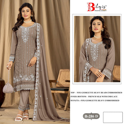 B 286 A To D Bilqis Fox Georgette Pakistani Salwar Suits Manufacturer India