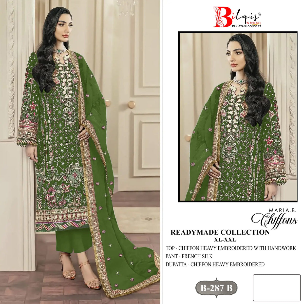 B 287 A To D Bilqis Chiffon Pakistani Readymade Suits Wholesaler Ahmedabad
