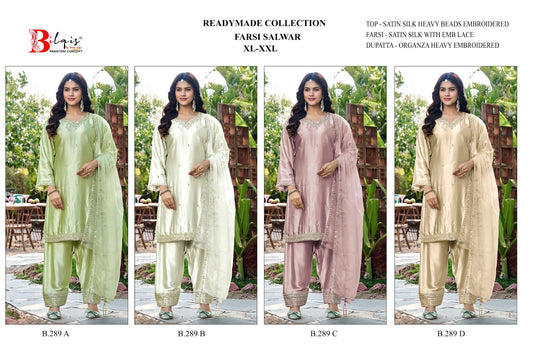 B 289 Bilqis Satin Pakistani Readymade Suits Wholesaler