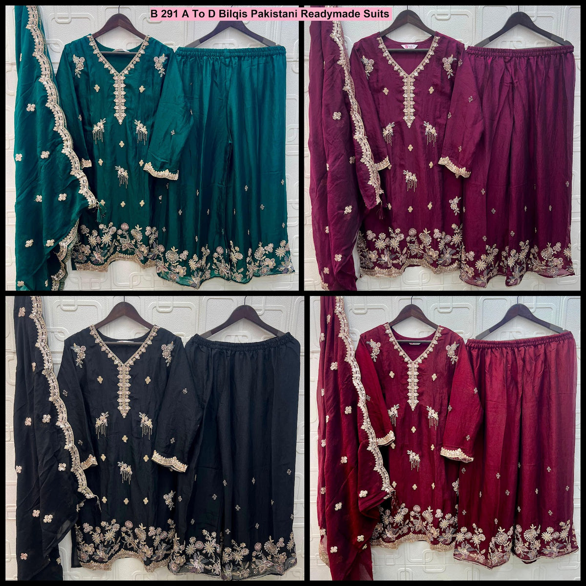 B 291 A To D Bilqis Nc Moss Pakistani Readymade Suits Wholesale Price