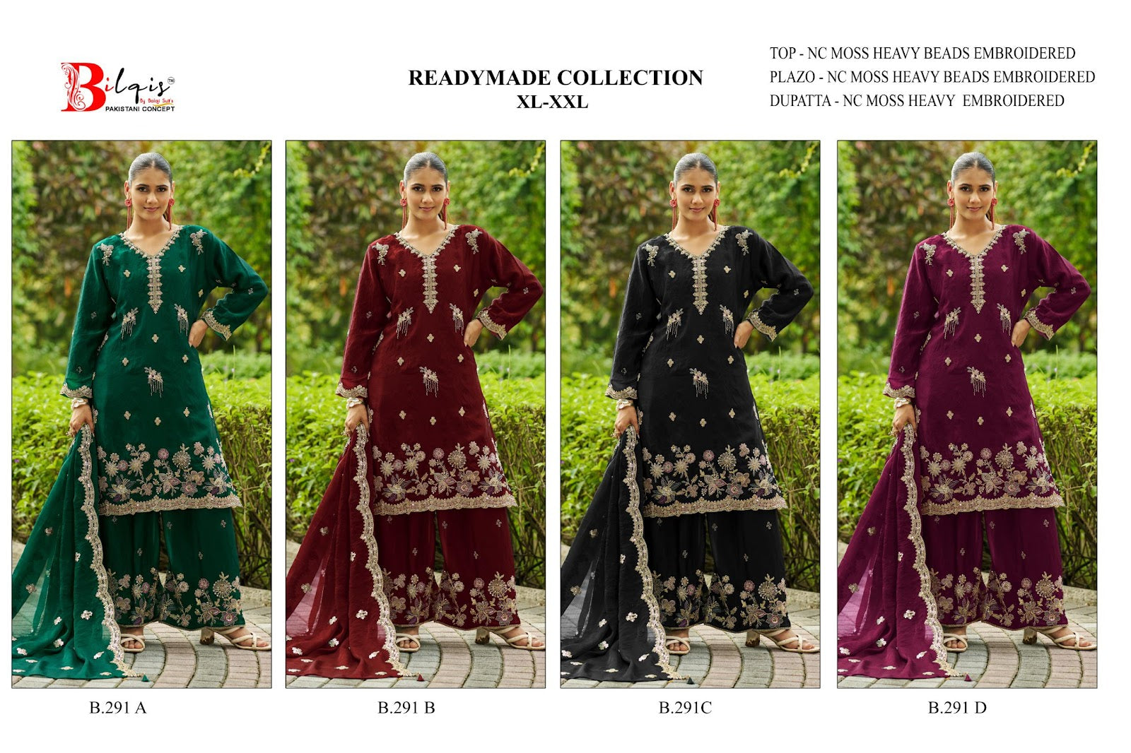 B 291 A To D Bilqis Nc Moss Pakistani Readymade Suits Wholesale Price