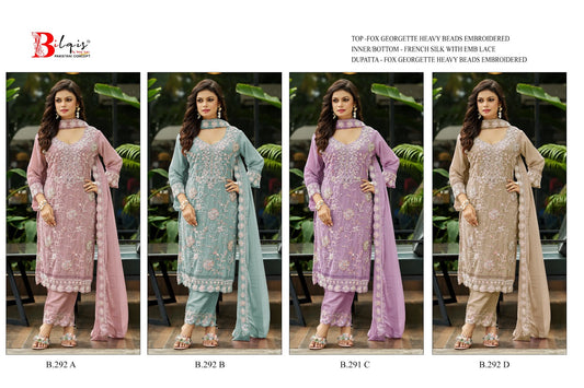 B 292 A To D Bilqis Fox Georgette Pakistani Salwar Suits Wholesale Price