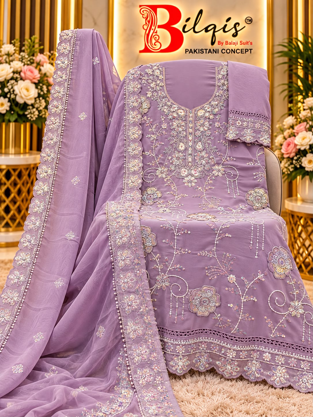 B 292 A To D Bilqis Fox Georgette Pakistani Salwar Suits Wholesale Price