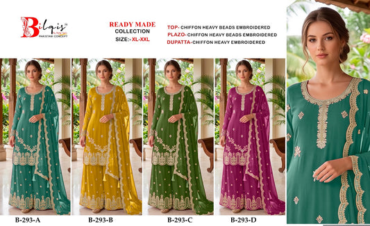 B 293 Bilqis Chiffon Pakistani Readymade Suits Wholesaler Ahmedabad