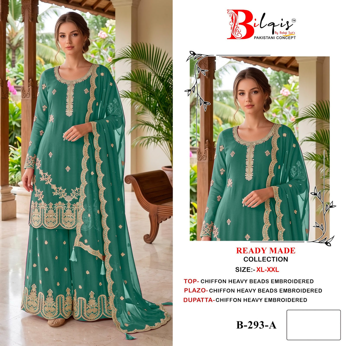 B 293 Bilqis Chiffon Pakistani Readymade Suits Wholesaler Ahmedabad