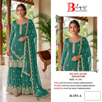 B 293 Bilqis Chiffon Pakistani Readymade Suits Wholesaler Ahmedabad