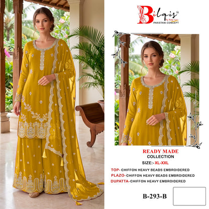 B 293 Bilqis Chiffon Pakistani Readymade Suits Wholesaler Ahmedabad