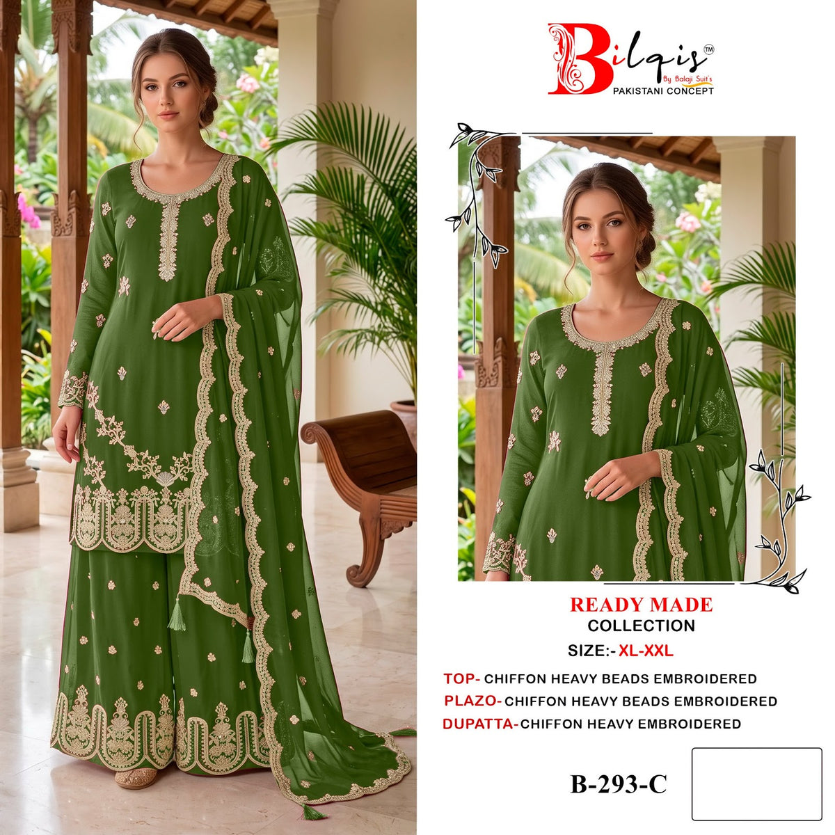 B 293 Bilqis Chiffon Pakistani Readymade Suits Wholesaler Ahmedabad