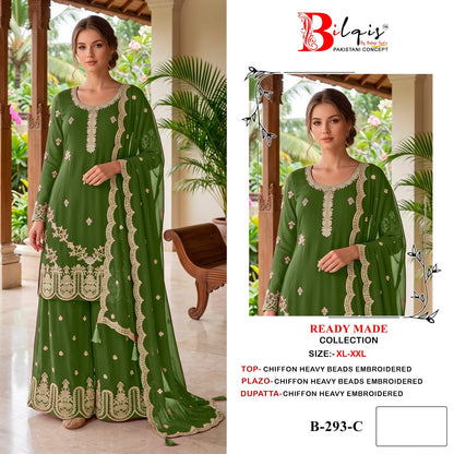 B 293 Bilqis Chiffon Pakistani Readymade Suits Wholesaler Ahmedabad