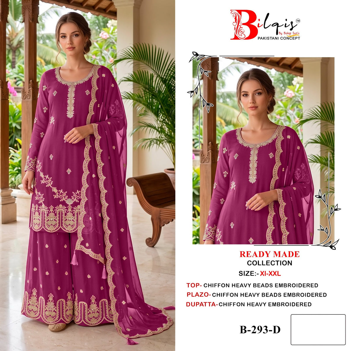 B 293 Bilqis Chiffon Pakistani Readymade Suits Wholesaler Ahmedabad