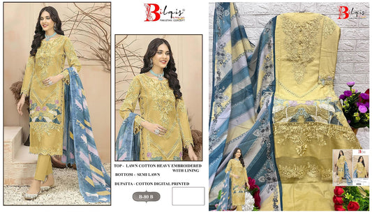 B 80 B Bilqis Lawn Cotton Pakistani Salwar Suits Exporter India