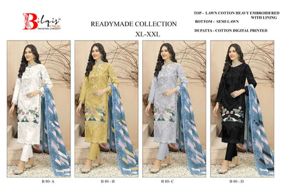 B 80 Bilqis Lawn Cotton Pakistani Readymade Suits Manufacturer Ahmedabad