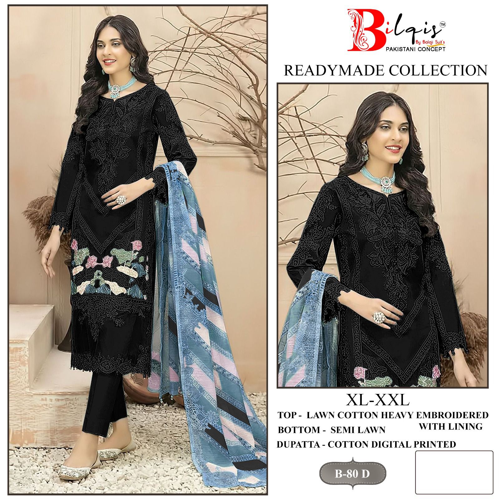 B 80 Bilqis Lawn Cotton Pakistani Readymade Suits Manufacturer Ahmedabad