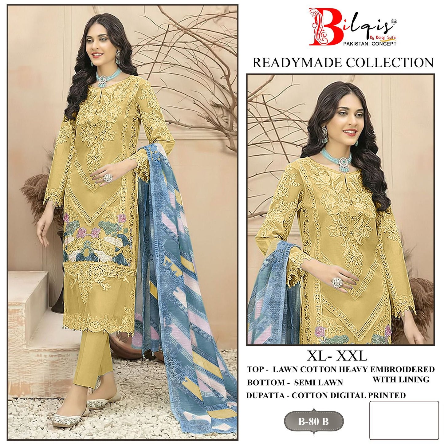 B 80 Bilqis Lawn Cotton Pakistani Readymade Suits Manufacturer Ahmedabad