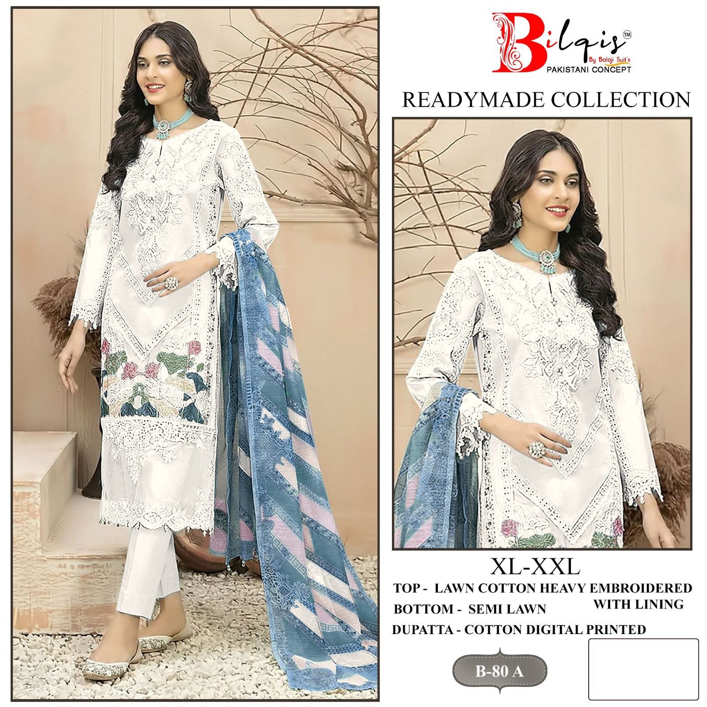 B 80 Bilqis Lawn Cotton Pakistani Readymade Suits Manufacturer Ahmedabad