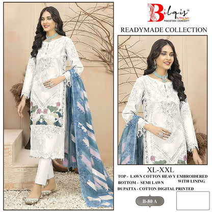 B 80 Bilqis Lawn Cotton Pakistani Readymade Suits Manufacturer Ahmedabad