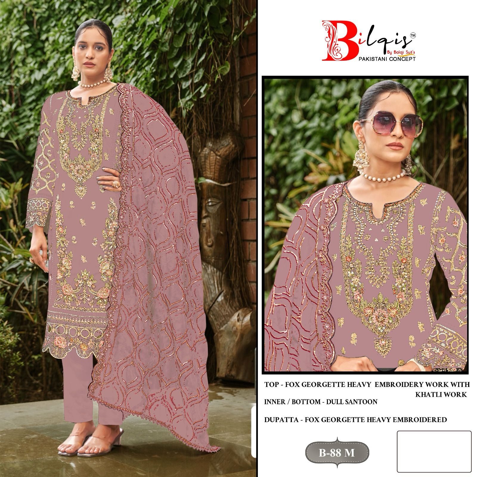 B 88 Jklm Bilqis Fox Georgette Pakistani Salwar Suits Supplier India