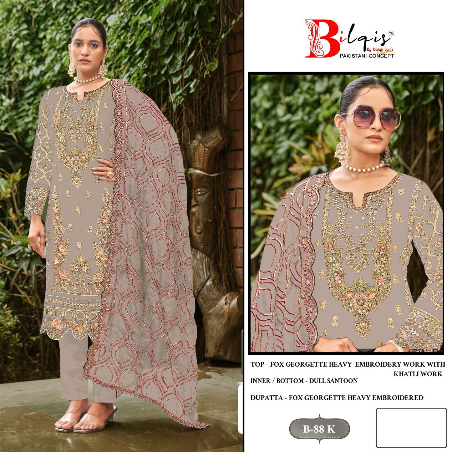 B 88 Jklm Bilqis Fox Georgette Pakistani Salwar Suits Supplier India