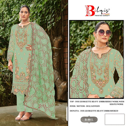 B 88 Jklm Bilqis Fox Georgette Pakistani Salwar Suits Supplier India