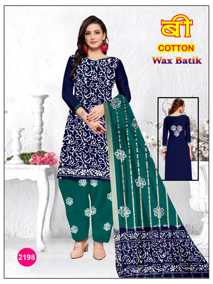 B Cotton Balajit Wax Batik Salwar Suits Manufacturer Gujarat