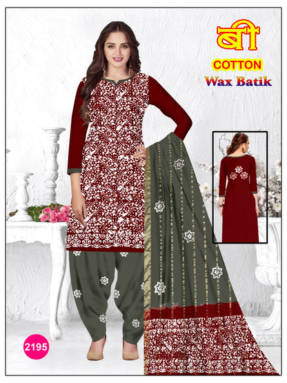 B Cotton Balajit Wax Batik Salwar Suits Manufacturer Gujarat